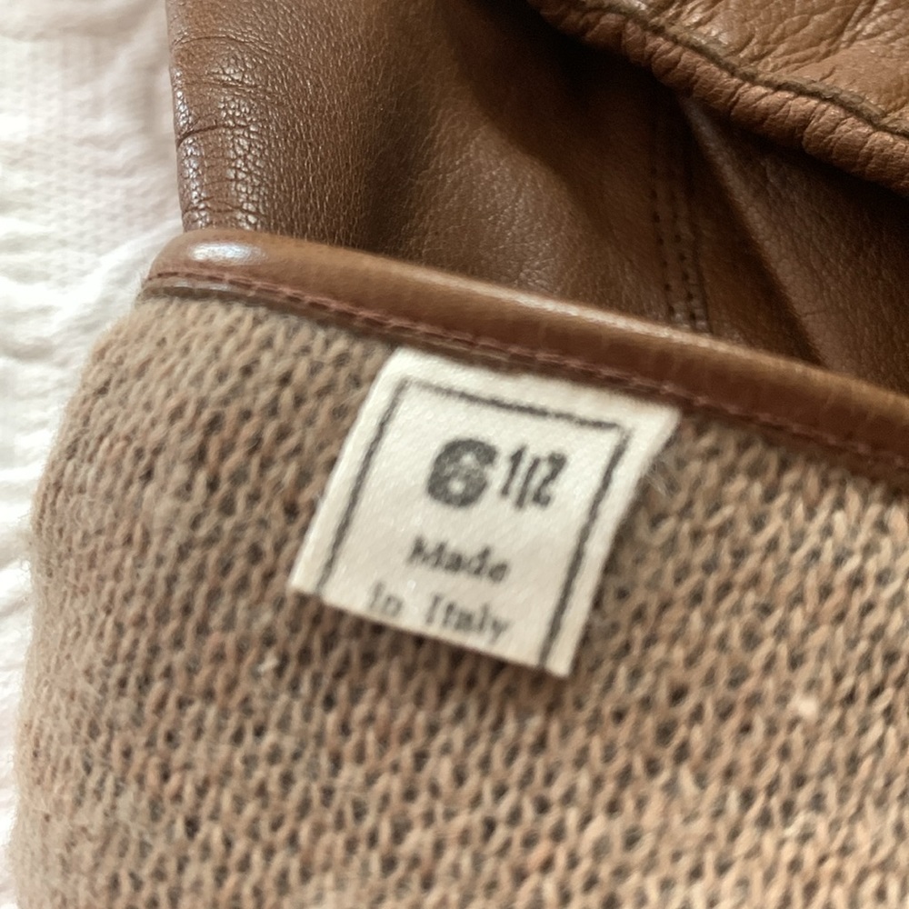 VTG KIDD LEATHER GLOVES MADE-ITALY SZ 6 1/2 COCOA BROWN:100%CASHMERE LINED - Picture 5 of 7